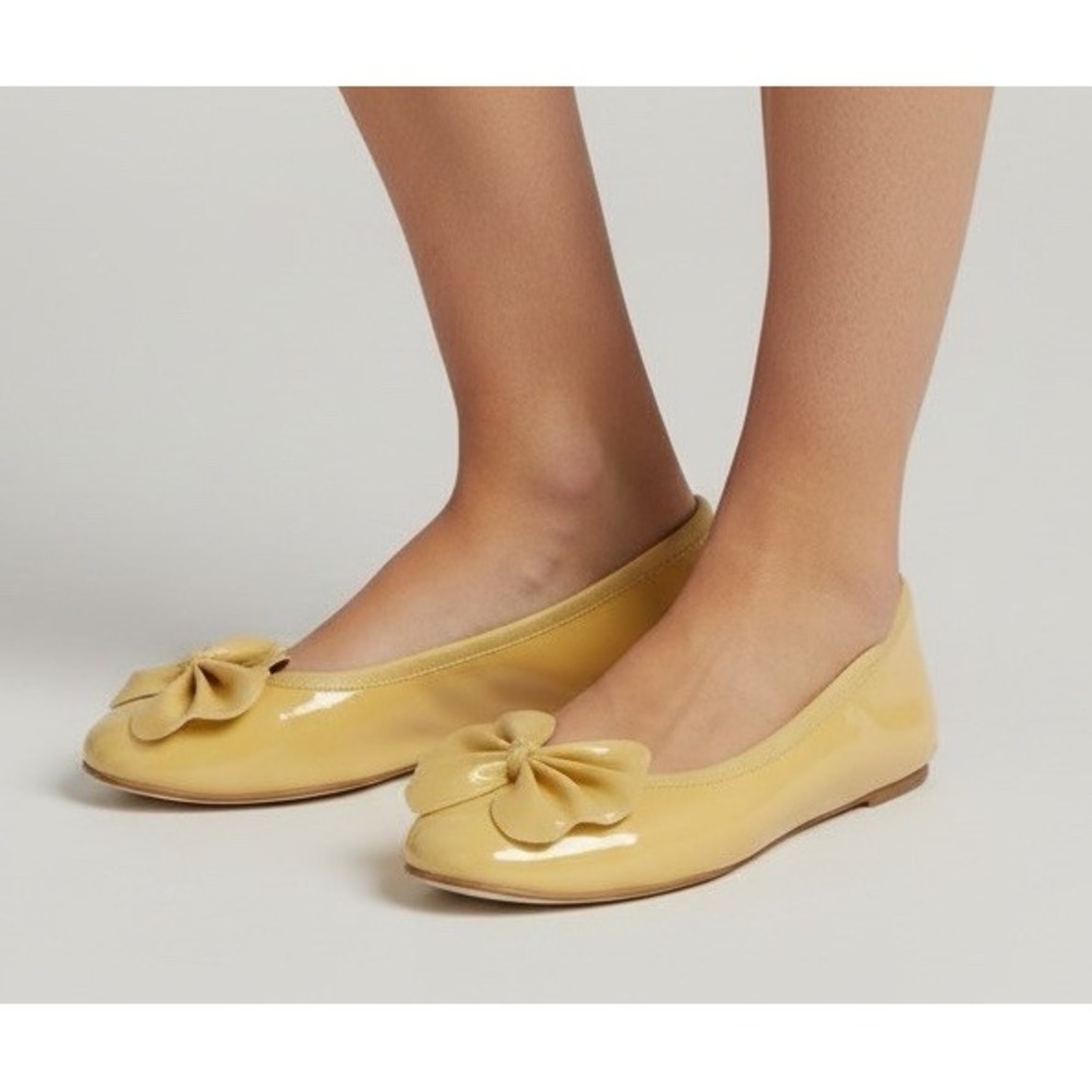 NEW LK Bennett MUSTARD PIPPA patent LEATHER ballet flats size 38 shoes